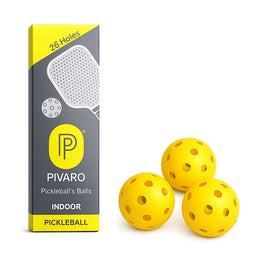 PIVARO® Premium Indoor Pickleball Balls 26 Holes Yellow (3-Pack) with Retail Box